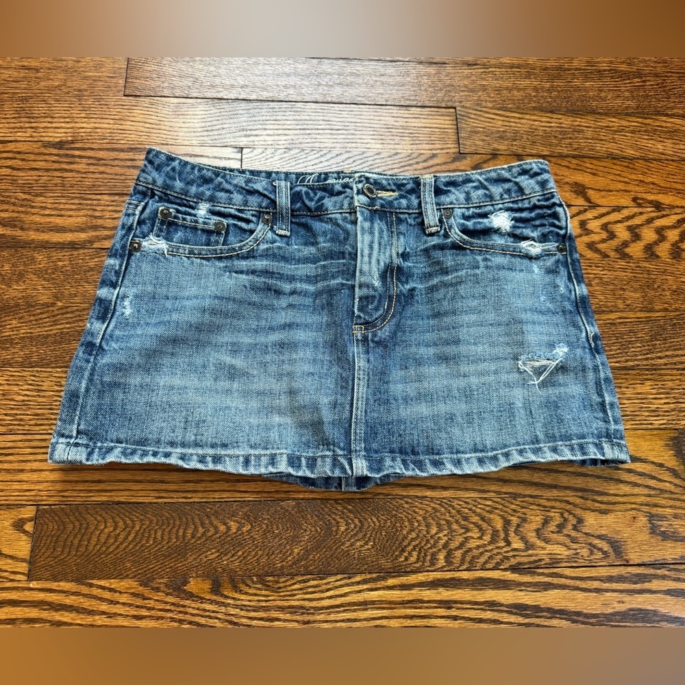 Y2K American Eagle Distressed Denim Mini Skirt Size 6